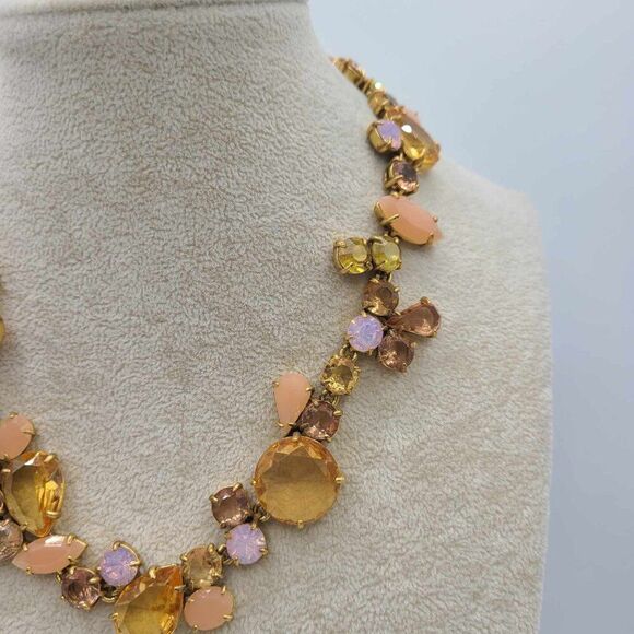 J Crew Pink Gold Crystal Statement Necklace - Picture 6 of 8